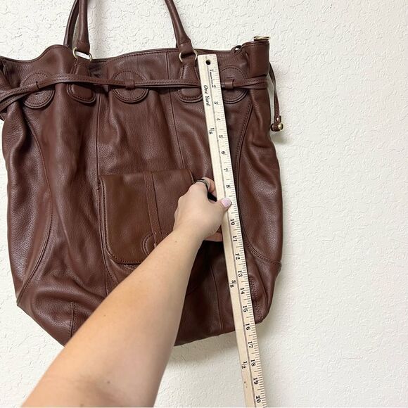 Isaac Mizrahi Live LG Satchel Leather Shoulder Bag Tote Purse Handbag Brown - Picture 2 of 16